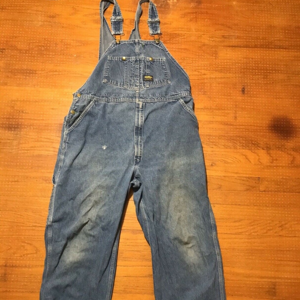 OSHKOSH Vestbak DENIM BIB OVERALLS 42X30 Made USA